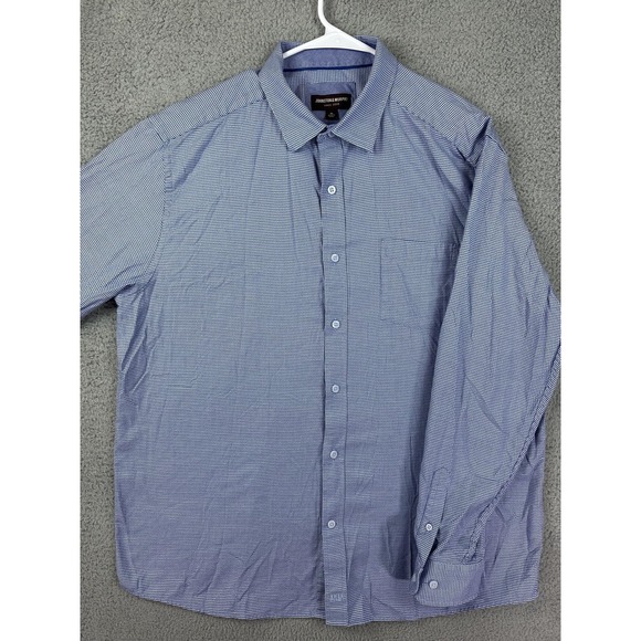 Johnston & Murphy Shirt Mens XL Blue Microcheck Button Down Long Sleeve Preppy